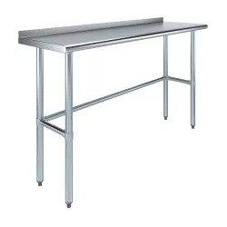 18" X 60" Stainless Steel Work Table Open Base with 1.5" Backsplash | Metal Kitchen Food Prep Table | NSF