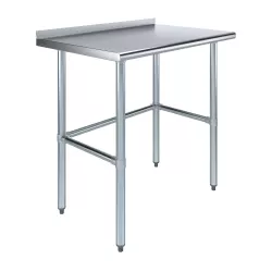 24" X 36" Stainless Steel Work Table Open Base with 1.5" Backsplash | Metal Kitchen Food Prep Table | NSF