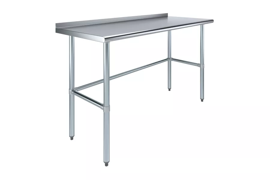 24" X 60" Stainless Steel Work Table Open Base with 1.5" Backsplash | Metal Kitchen Food Prep Table | NSF