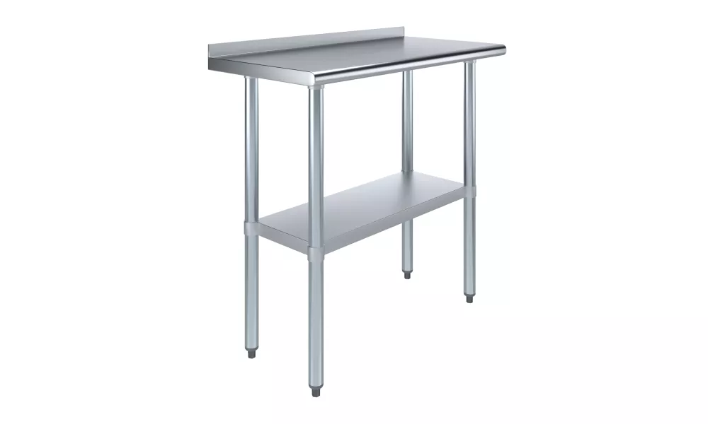 18" X 36" Stainless Steel Work Table with 1.5" Backsplash | Metal Kitchen Food Prep Table | NSF