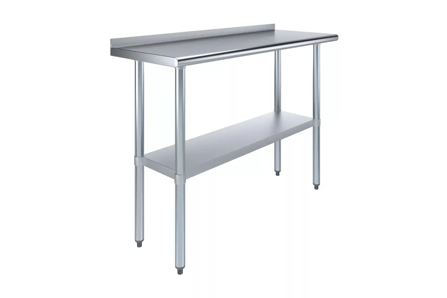 18 in. x 48 in. Stainless Steel Work Table with 1.5 in. Backsplash
