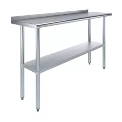 18" X 60" Stainless Steel Work Table with 1.5" Backsplash | Metal Kitchen Food Prep Table | NSF