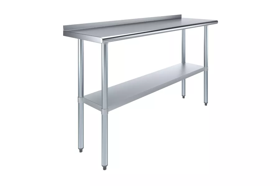 18 in. x 60 in. Stainless Steel Work Table with 1.5 in. Backsplash