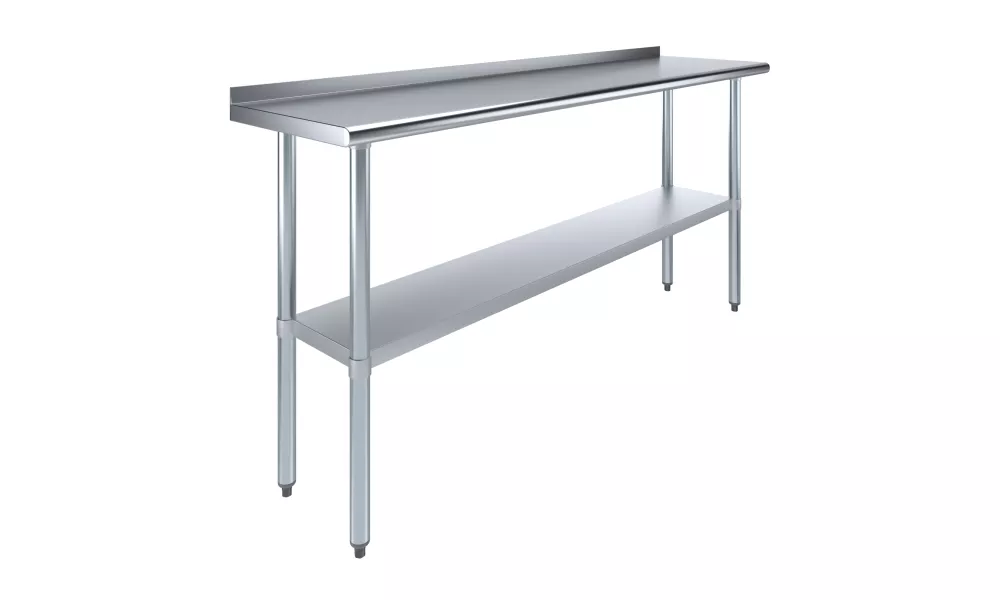 18" X 72" Stainless Steel Work Table with 1.5" Backsplash | Metal Kitchen Food Prep Table | NSF