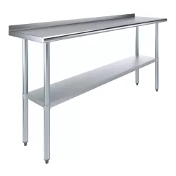 18 in. x 72 in. Stainless Steel Work Table with 1.5 in. Backsplash