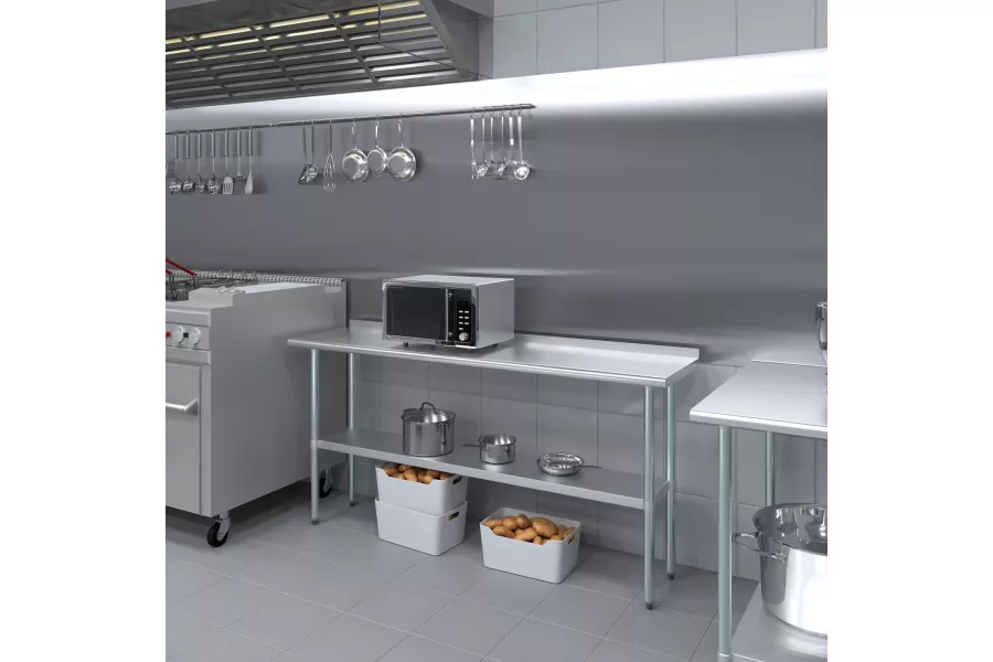 AmGood 18 in. x 72 in. Stainless Steel Work Table with 1.5 in