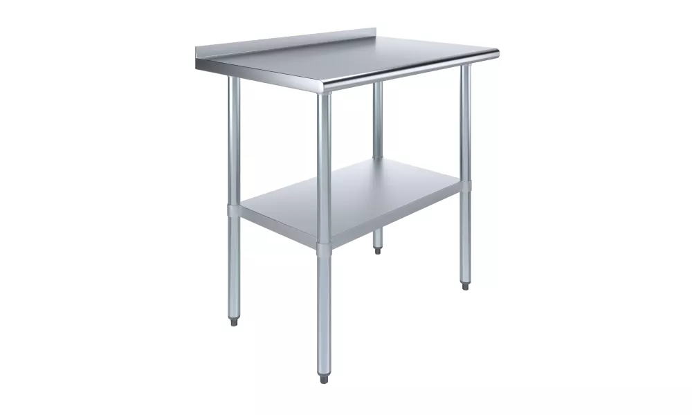 24" X 36" Stainless Steel Work Table with 1.5" Backsplash | Metal Kitchen Food Prep Table | NSF