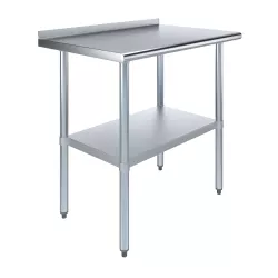 24" X 36" Stainless Steel Work Table with 1.5" Backsplash | Metal Kitchen Food Prep Table | NSF