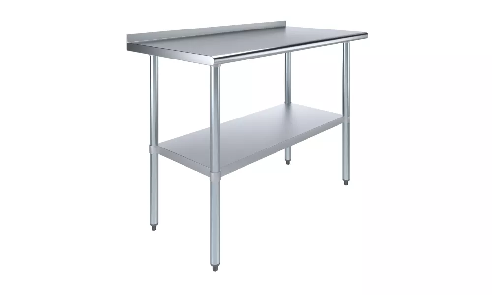 24" X 48" Stainless Steel Work Table with 1.5" Backsplash | Metal Kitchen Food Prep Table | NSF