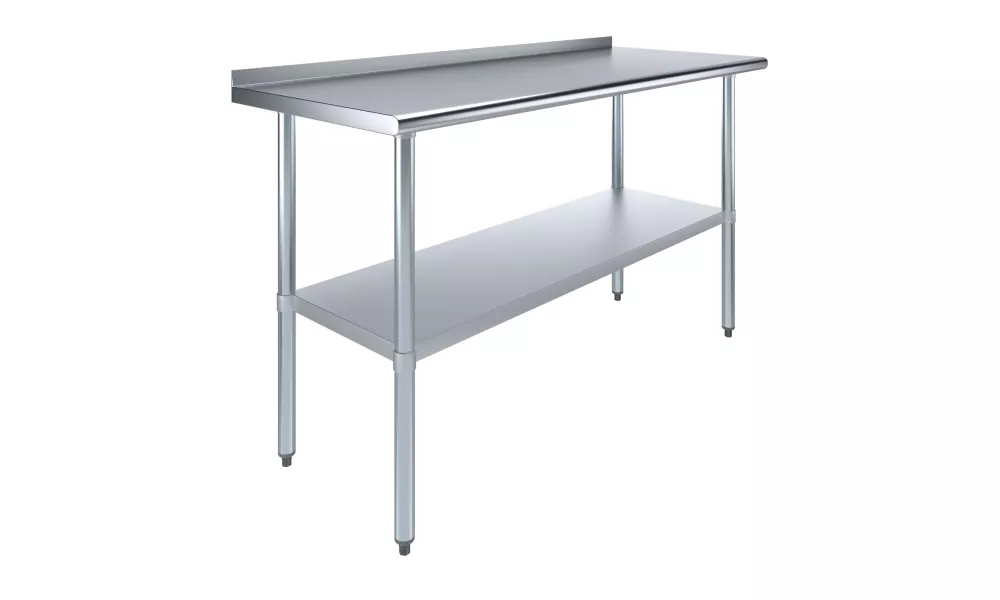 24" X 60" Stainless Steel Work Table with 1.5" Backsplash | Metal Kitchen Food Prep Table | NSF