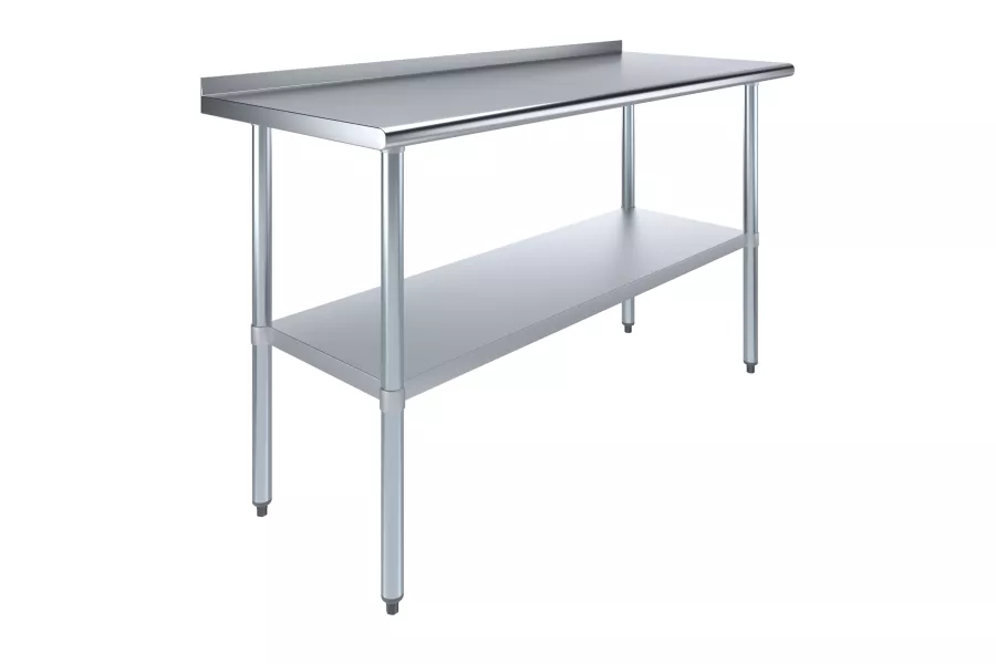 24 in. x 60 in. Stainless Steel Work Table with 1.5 in. Backsplash