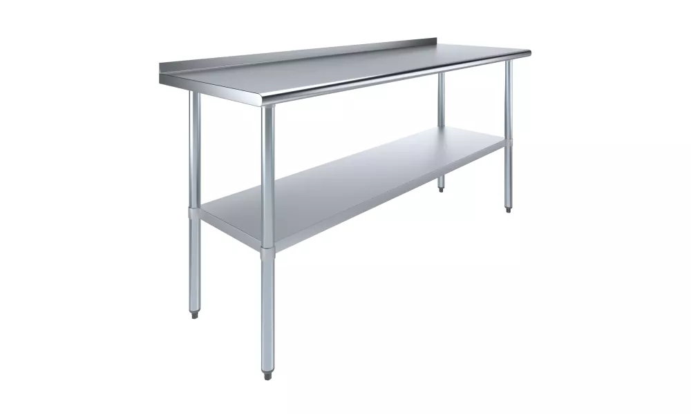 24" X 72" Stainless Steel Work Table with 1.5" Backsplash | Metal Kitchen Food Prep Table | NSF