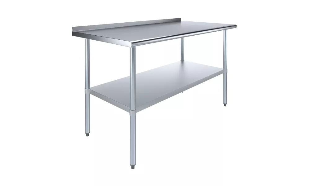 30" X 60" Stainless Steel Work Table with 1.5" Backsplash | Metal Kitchen Food Prep Table | NSF