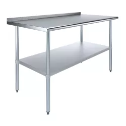 30" X 60" Stainless Steel Work Table with 1.5" Backsplash | Metal Kitchen Food Prep Table | NSF