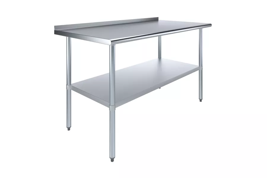 30 in. x 60 in. Stainless Steel Work Table with 1.5 in. Backsplash