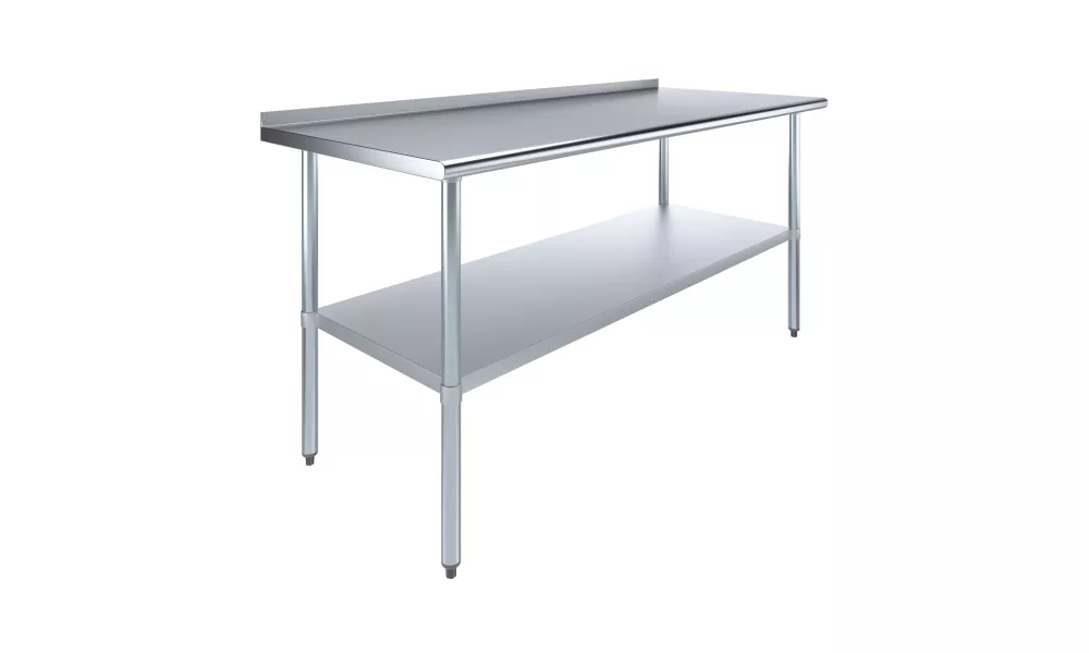 30" X 72" Stainless Steel Work Table with 1.5" Backsplash | Metal Kitchen Food Prep Table | NSF