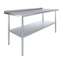 30" X 72" Stainless Steel Work Table with 1.5" Backsplash | Metal Kitchen Food Prep Table | NSF