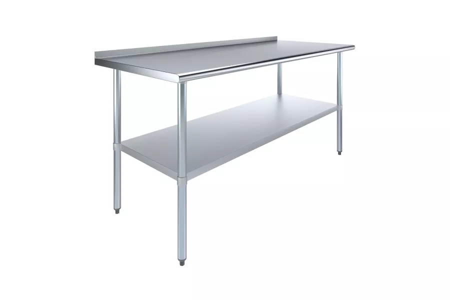 30 in. x 72 in. Stainless Steel Work Table with 1.5 in. Backsplash