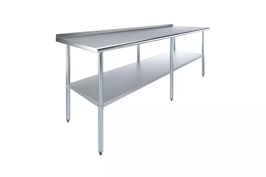 30 in. x 96 in. Stainless Steel Work Table with 1.5 in. Backsplash