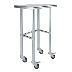 18" X 24" Stainless Steel Work Table With Open Base & Casters