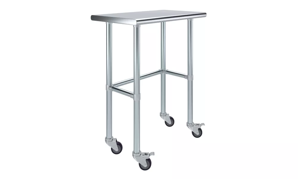 18" X 30" Stainless Steel Work Table With Open Base & Casters