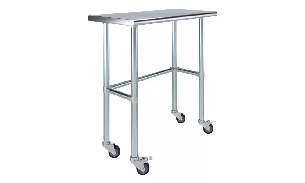 18" X 36" Stainless Steel Work Table With Open Base & Casters