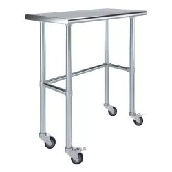 18" X 36" Stainless Steel Work Table With Open Base & Casters