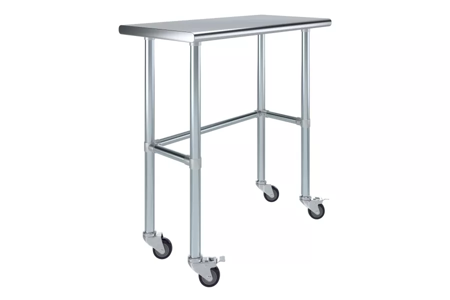 18" X 36" Stainless Steel Work Table With Open Base & Casters