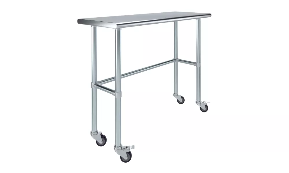 18" X 48" Stainless Steel Work Table With Open Base & Casters