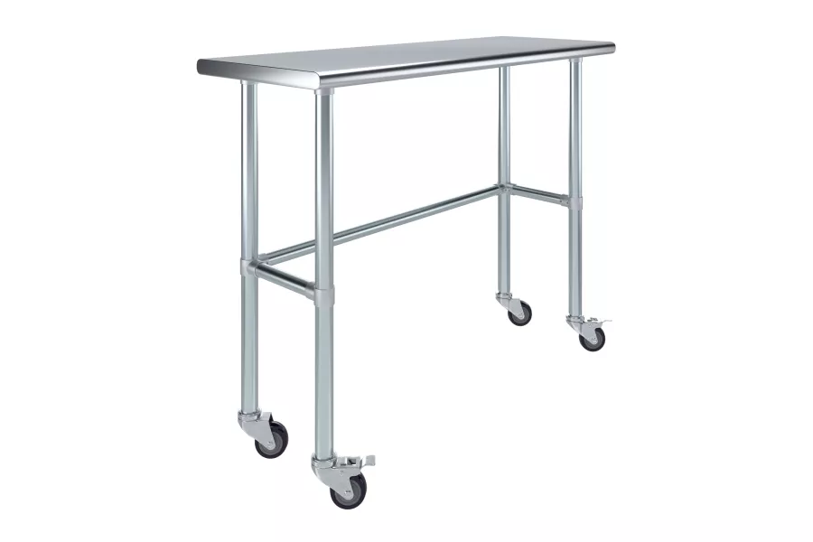 18" X 48" Stainless Steel Work Table With Open Base & Casters