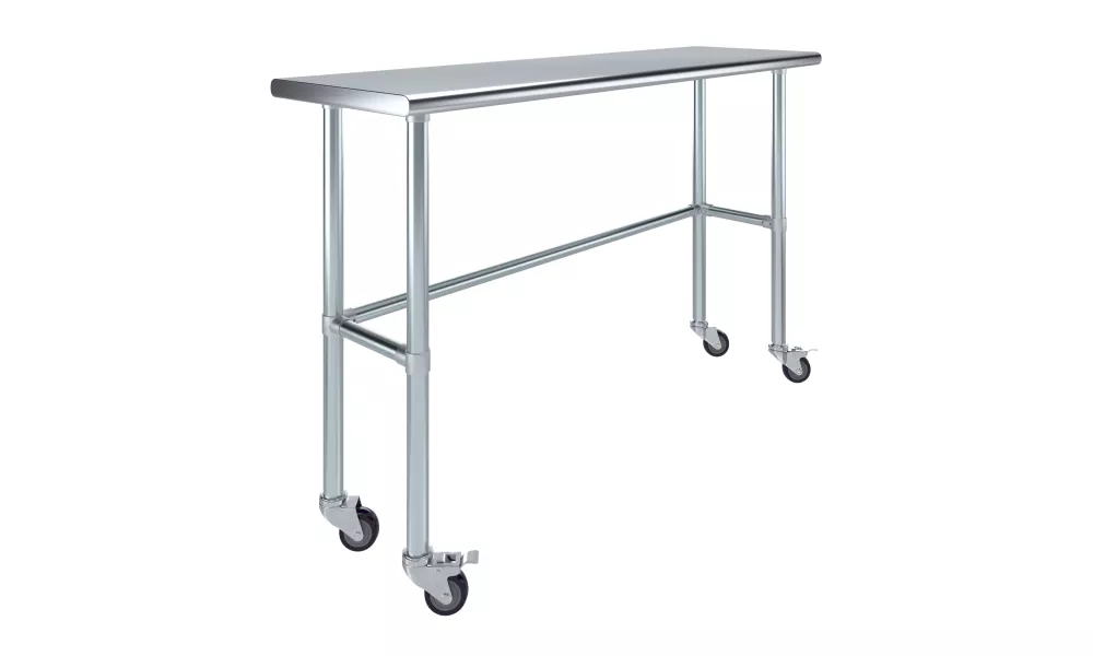 18" X 60" Stainless Steel Work Table With Open Base & Casters