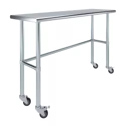 18" X 60" Stainless Steel Work Table With Open Base & Casters