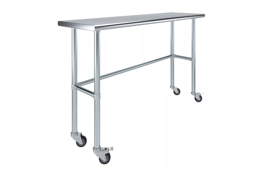18" X 60" Stainless Steel Work Table With Open Base & Casters