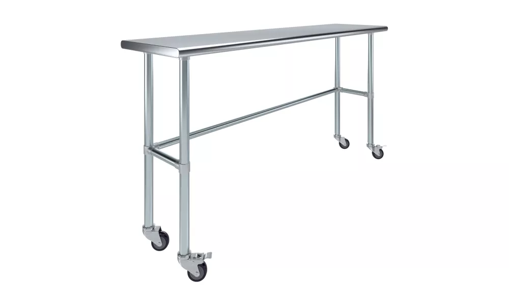 18" X 72" Stainless Steel Work Table With Open Base & Casters