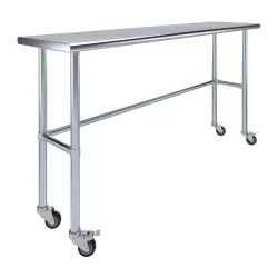 18" X 72" Stainless Steel Work Table With Open Base & Casters