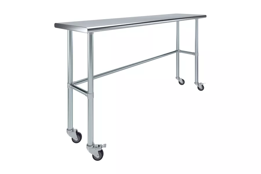 18" X 72" Stainless Steel Work Table With Open Base & Casters