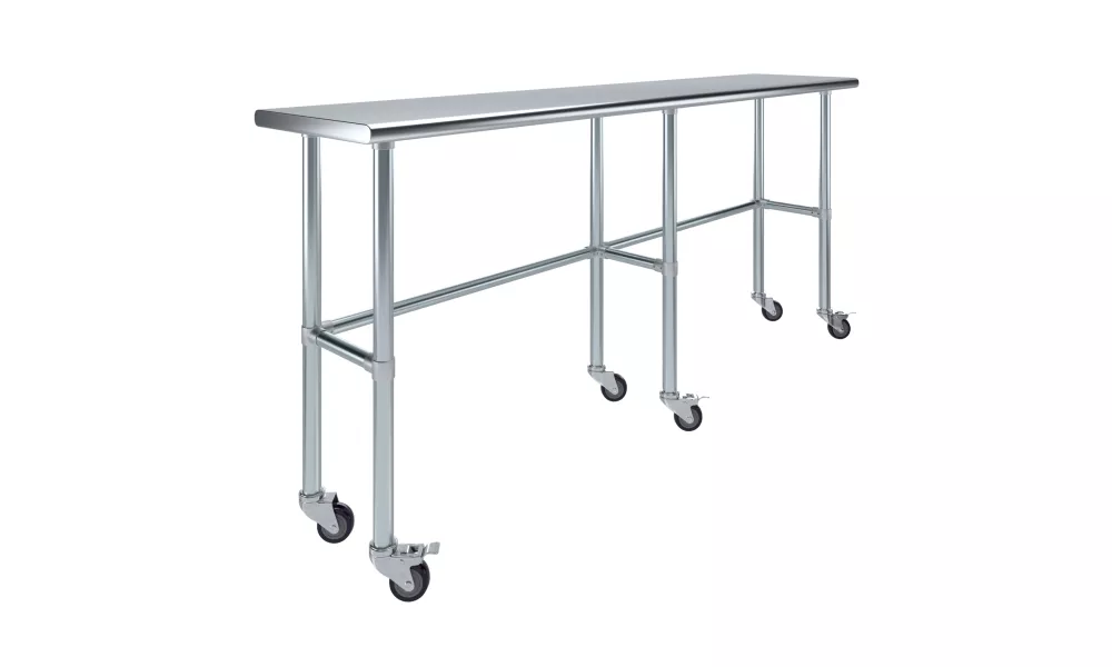 18" X 84" Stainless Steel Work Table With Open Base & Casters