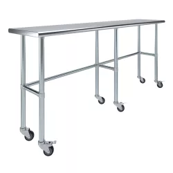 18" X 84" Stainless Steel Work Table With Open Base & Casters
