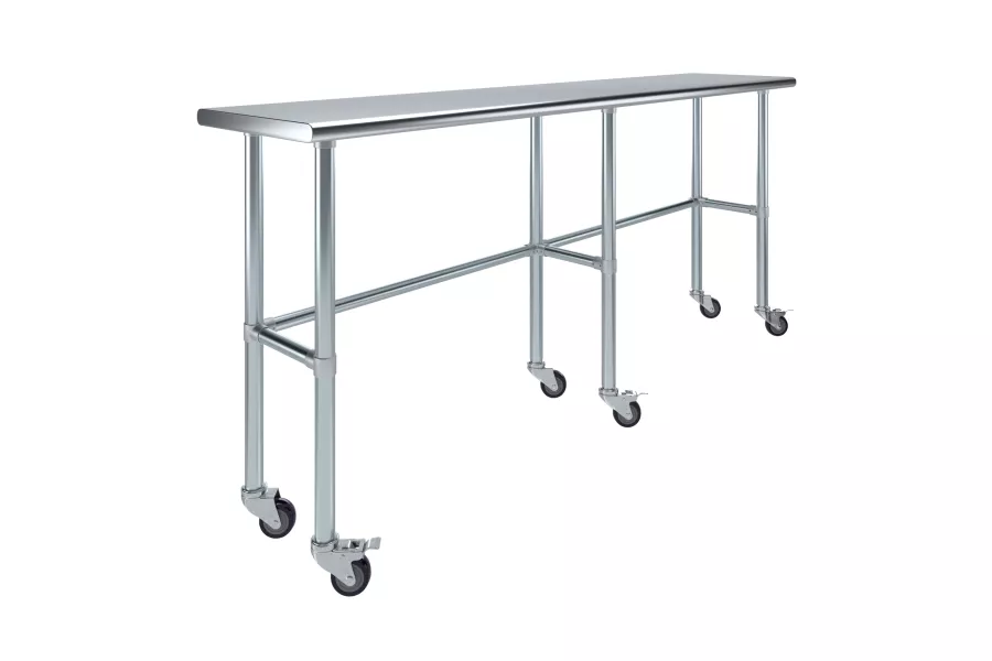 18" X 84" Stainless Steel Work Table With Open Base & Casters