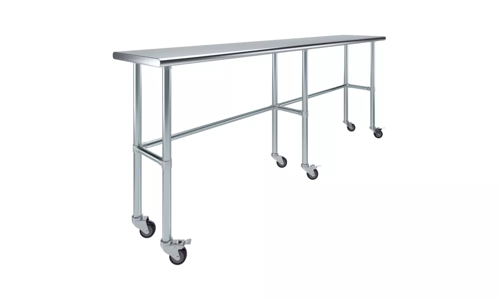 18" X 96" Stainless Steel Work Table With Open Base & Casters