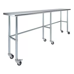 18" X 96" Stainless Steel Work Table With Open Base & Casters