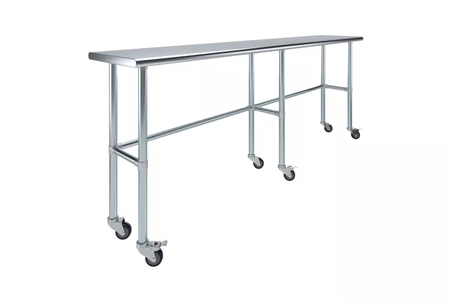 18" X 96" Stainless Steel Work Table With Open Base & Casters