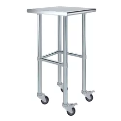 20" X 20" Stainless Steel Work Table With Open Base & Casters