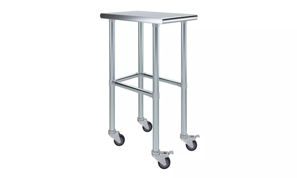 24" X 15" Stainless Steel Work Table With Open Base & Casters