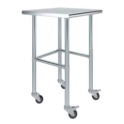 24" X 24" Stainless Steel Work Table With Open Base & Casters