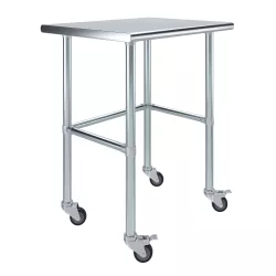 24" X 30" Stainless Steel Work Table With Open Base & Casters