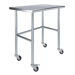 24" X 36" Stainless Steel Work Table With Open Base & Casters