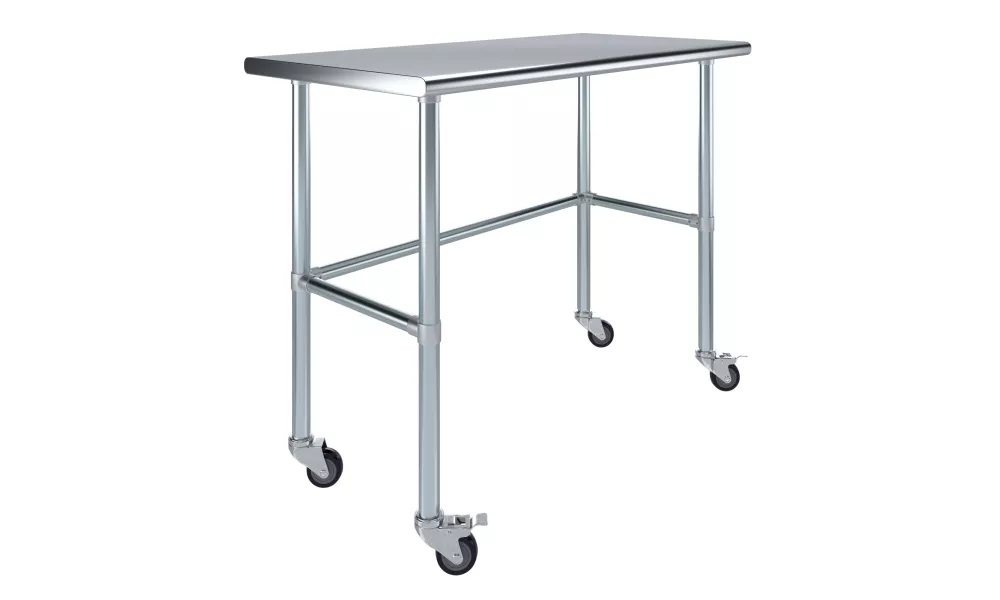 24" X 48" Stainless Steel Work Table With Open Base & Casters