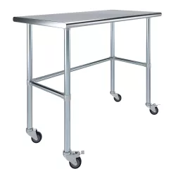 24" X 48" Stainless Steel Work Table With Open Base & Casters