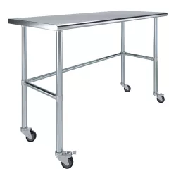 24" X 60" Stainless Steel Work Table With Open Base & Casters